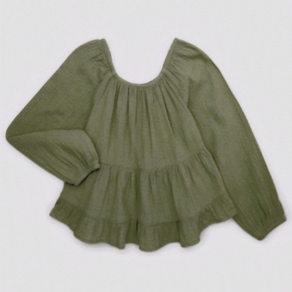 NWT in Pkg Wonder Nation Tiered Top  LITTLE GIRLS: Small 6-6X Sage Green